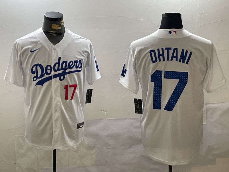 Men Los Angeles Dodgers #17 Ohtani White Game 2024 Nike MLB Jersey style 11206->los angeles dodgers->MLB Jersey